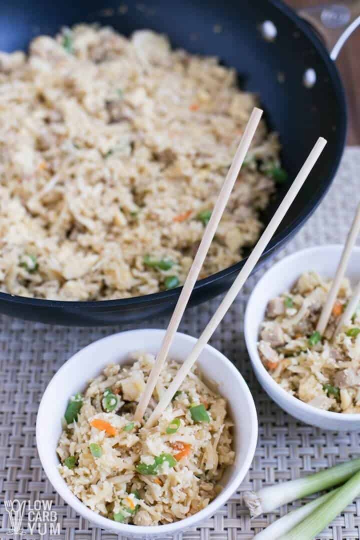 A keto chinese cauliflower pork fried rice