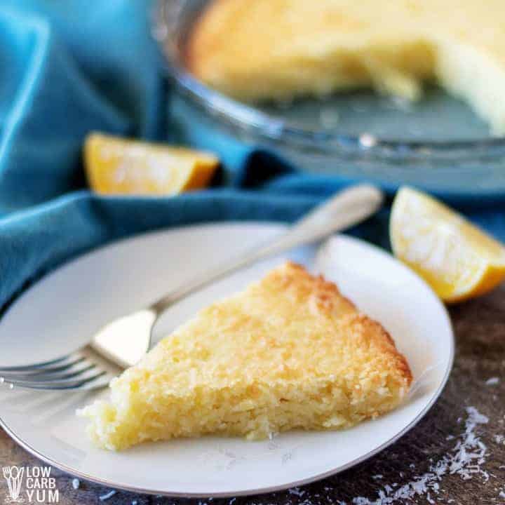 Recipe for easy lemon coconut custard pie with coconut milk and no crust