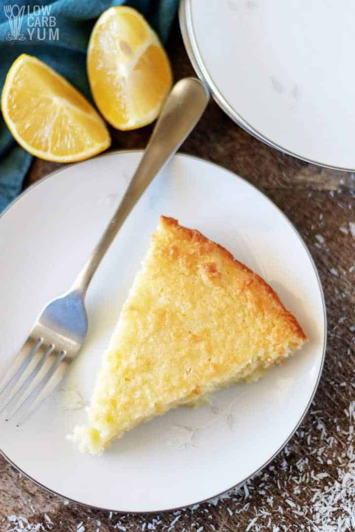 An easy lemon coconut custard pie with coconut milk