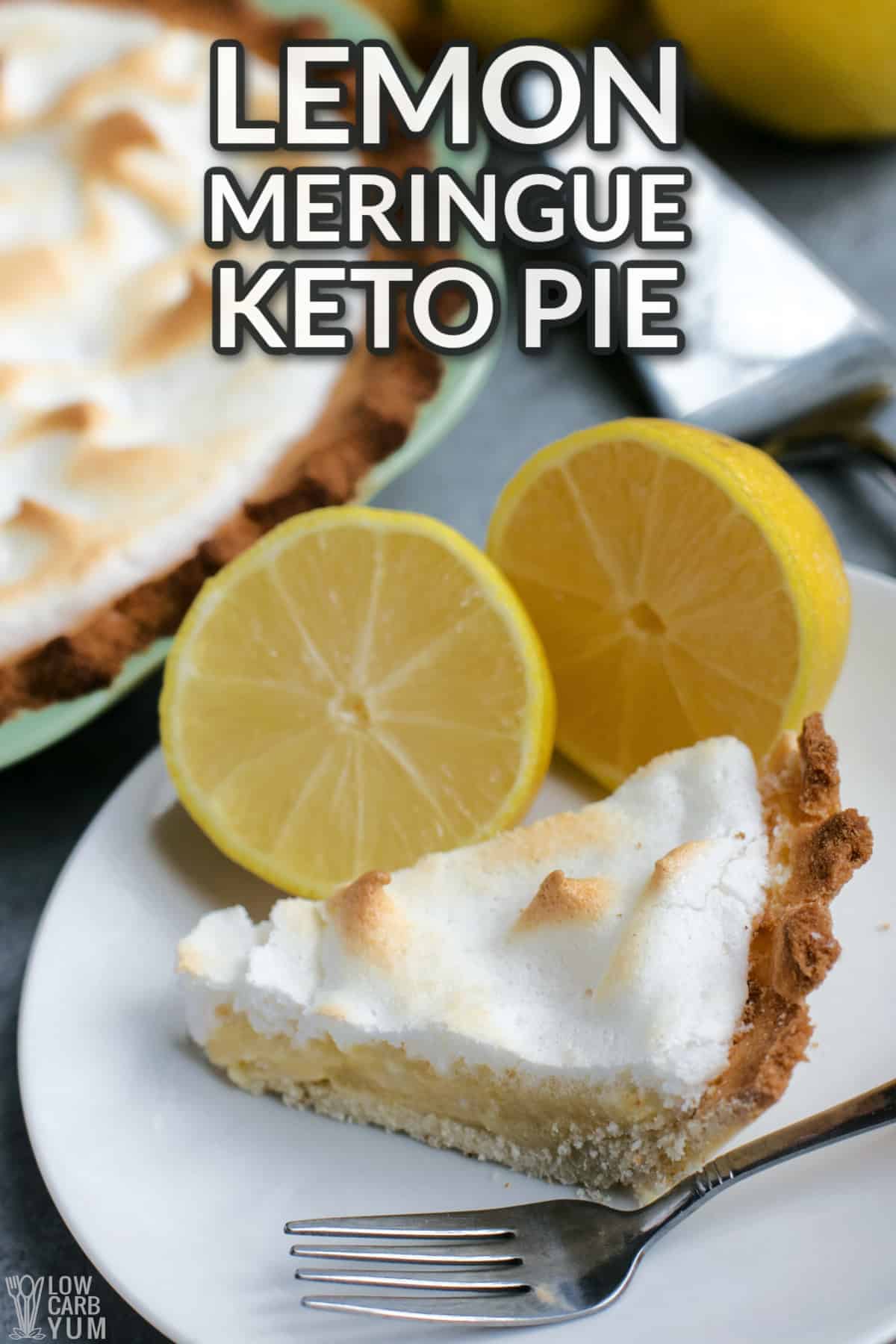 slice of keto lemon meringue pie.