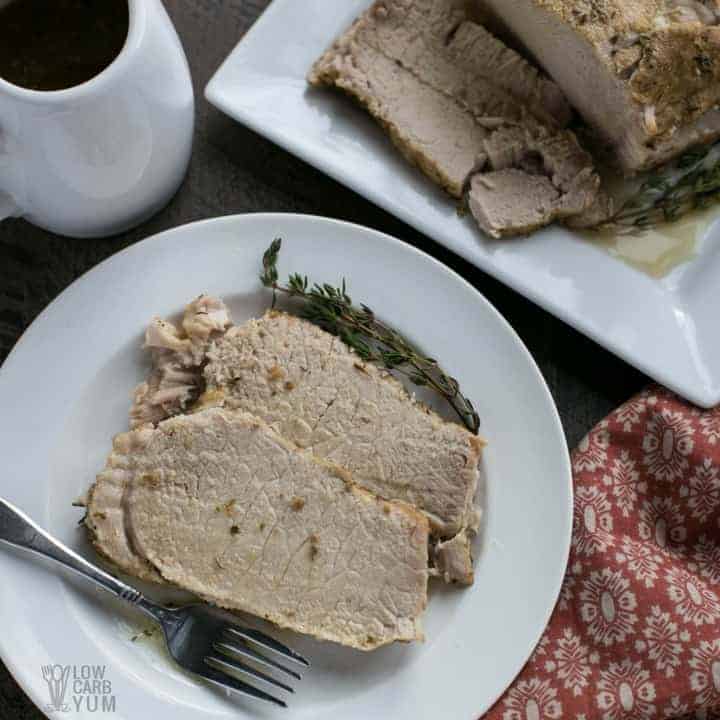 sliced pork on plate