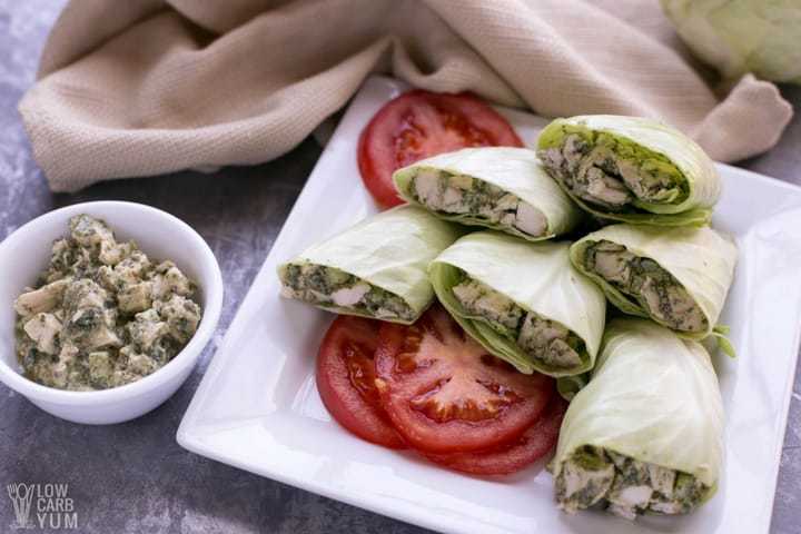 A simple low carb paleo chicken pesto salad wrap recipe