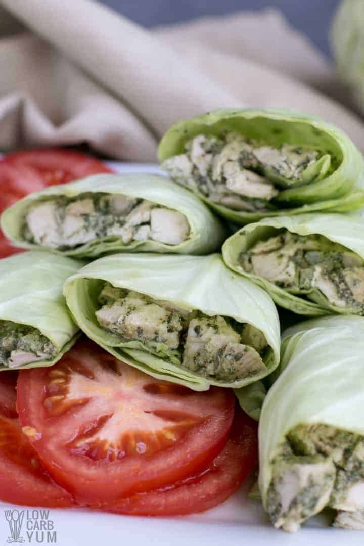 Easy keto paleochicken pesto salad wrap recipe