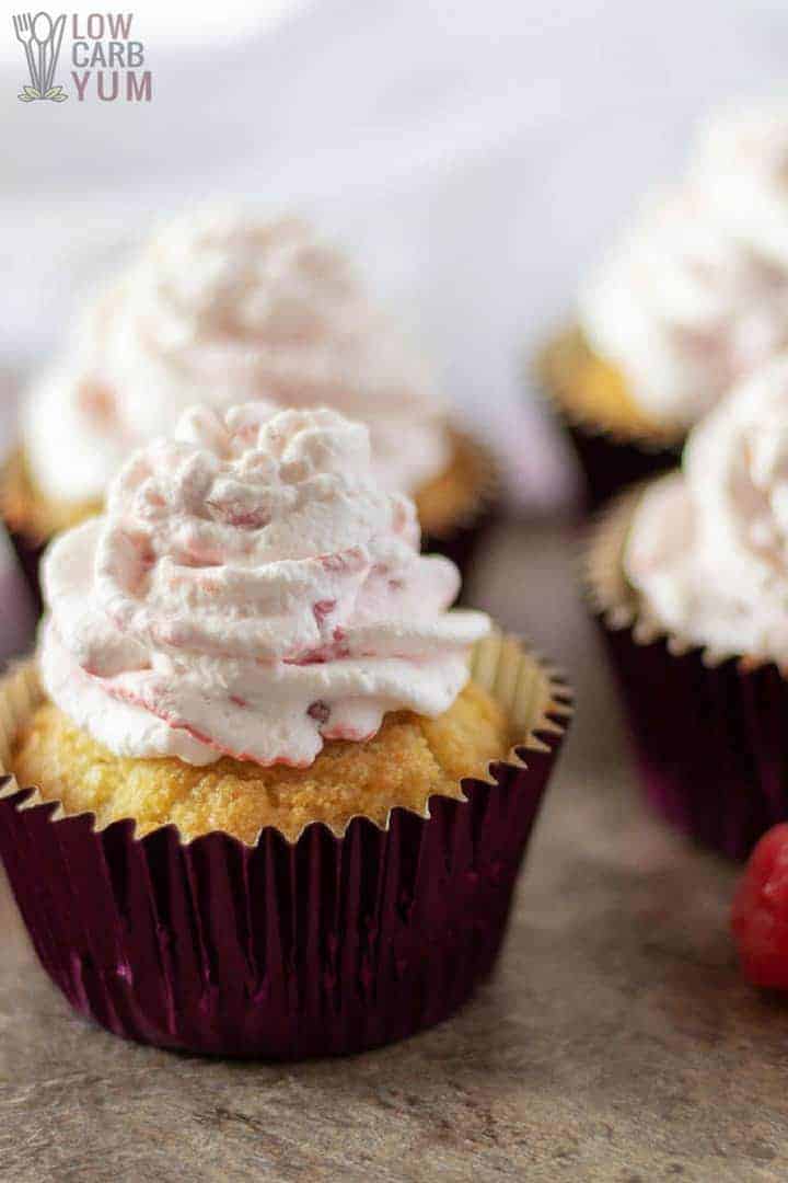 Paleo cupcakes with almond flour and raspberries