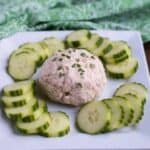 Ball of smoked salmon pate with cream cheese