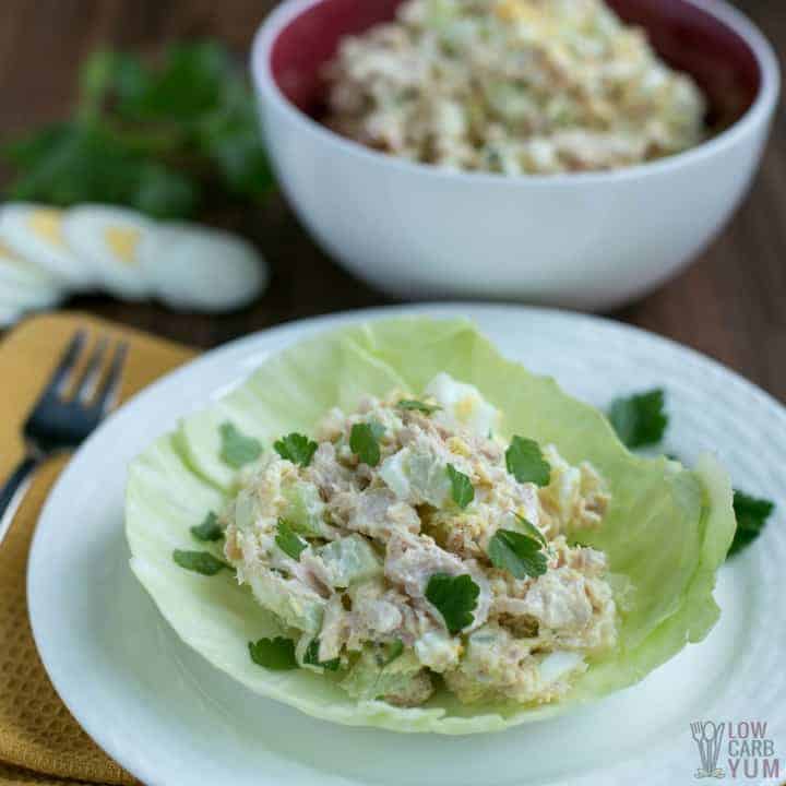 Best tuna salad recipe with eggs served on lettuce
