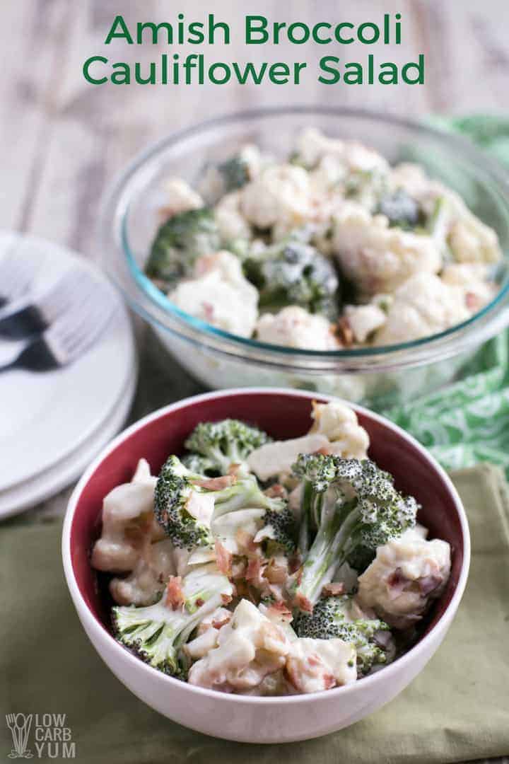 Amish Broccoli Cauliflower Salad Recipe with Bacon | Low Carb Yum