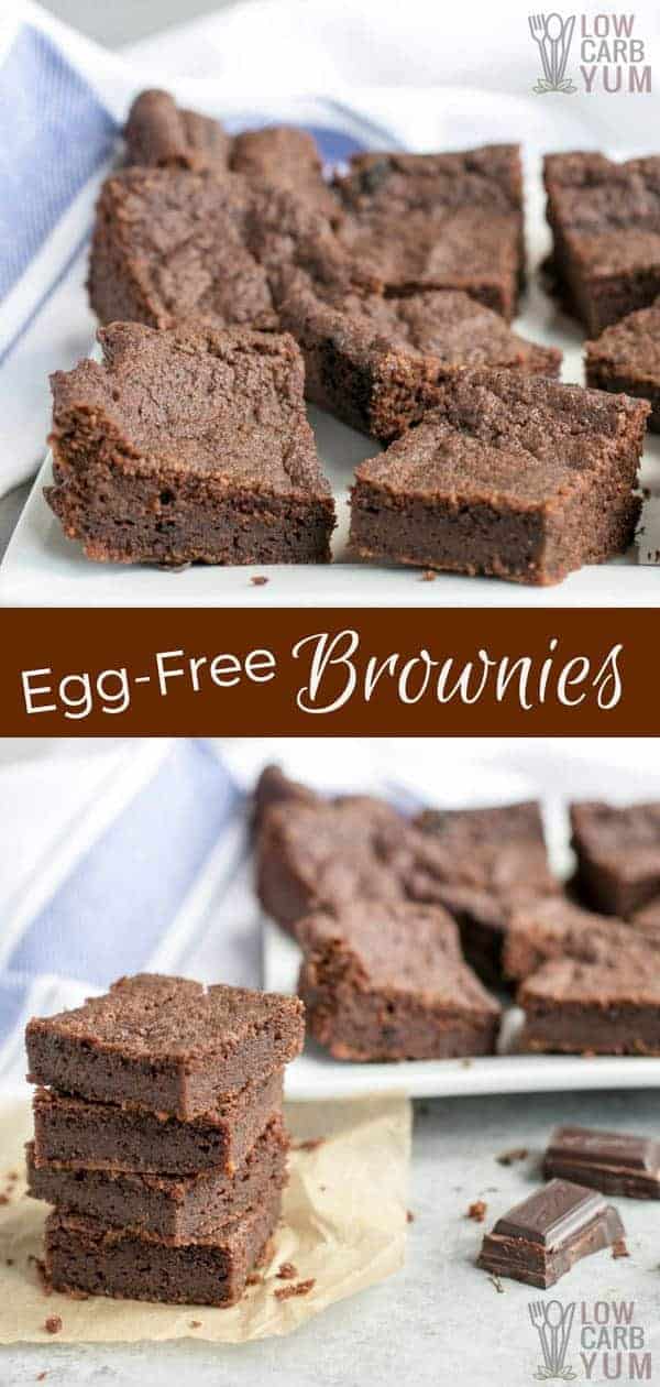 A sinful but satisfying easy egg free brownies recipe with only 2 grams of net carbs that only takes 5 minutes to prepare. Sounds to good to be true, right? #lowcarb #keto #paleo #dairyfree #eggfree #brownies | LowCarbYum.com