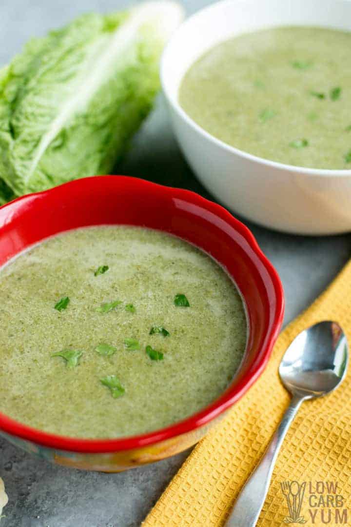 Bowls of easy romaine lettuce soup