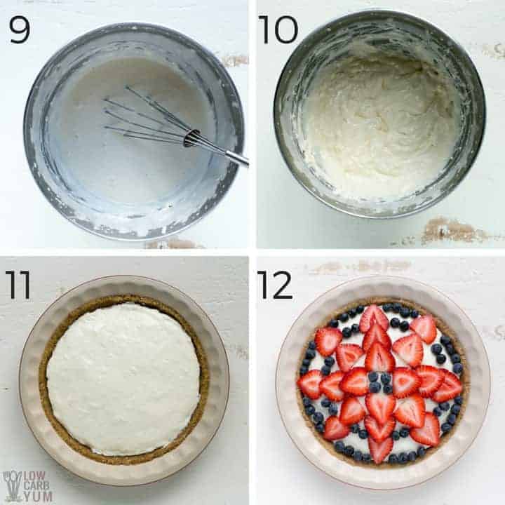 final steps to thicken filling and assemble in pie pan