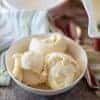 Scoops of no churn vanilla keto ice cream.