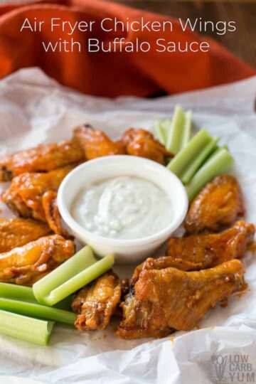 Air Fryer Wings with Buffalo Sauce (Keto) - Low Carb Yum