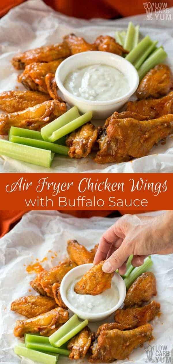 Air Fryer Wings with Buffalo Sauce (Keto) - Low Carb Yum