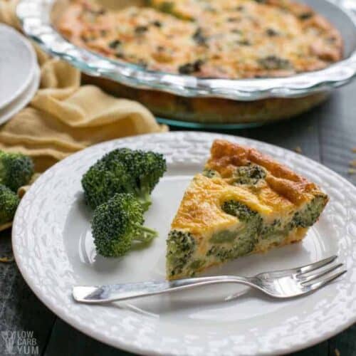 Crustless Broccoli Cheddar Quiche (Keto) - Low Carb Yum