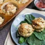 Easy ground turkey meatloaf muffins on baby kale