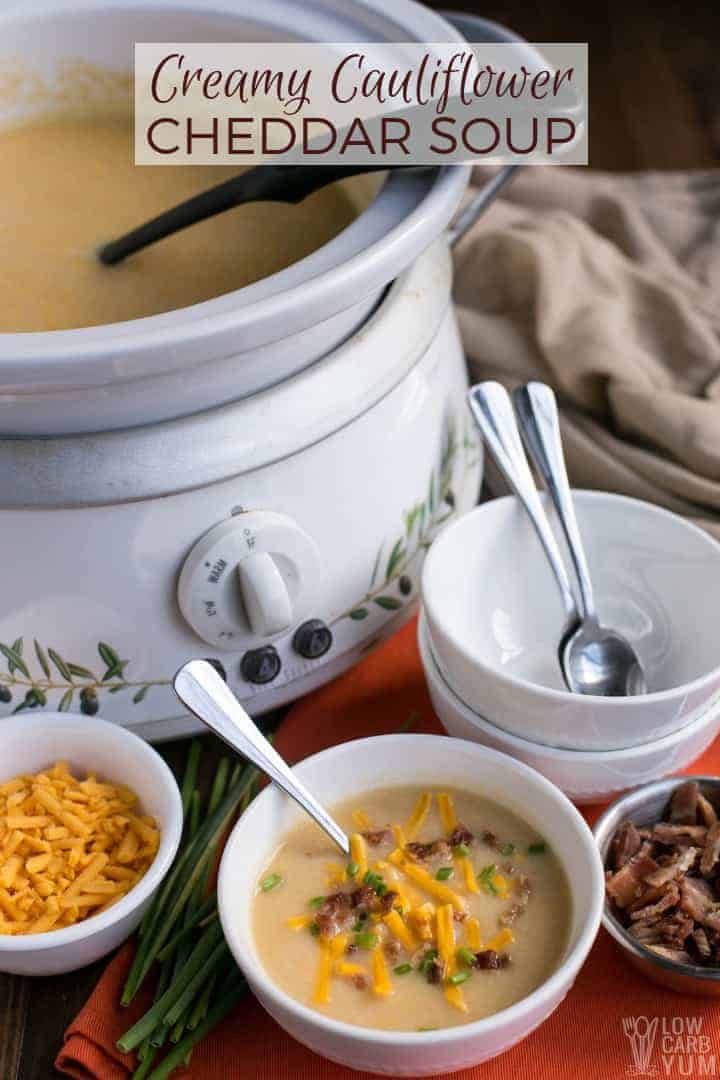 Low Carb Keto Cauliflower Cheddar Soup Recipe
