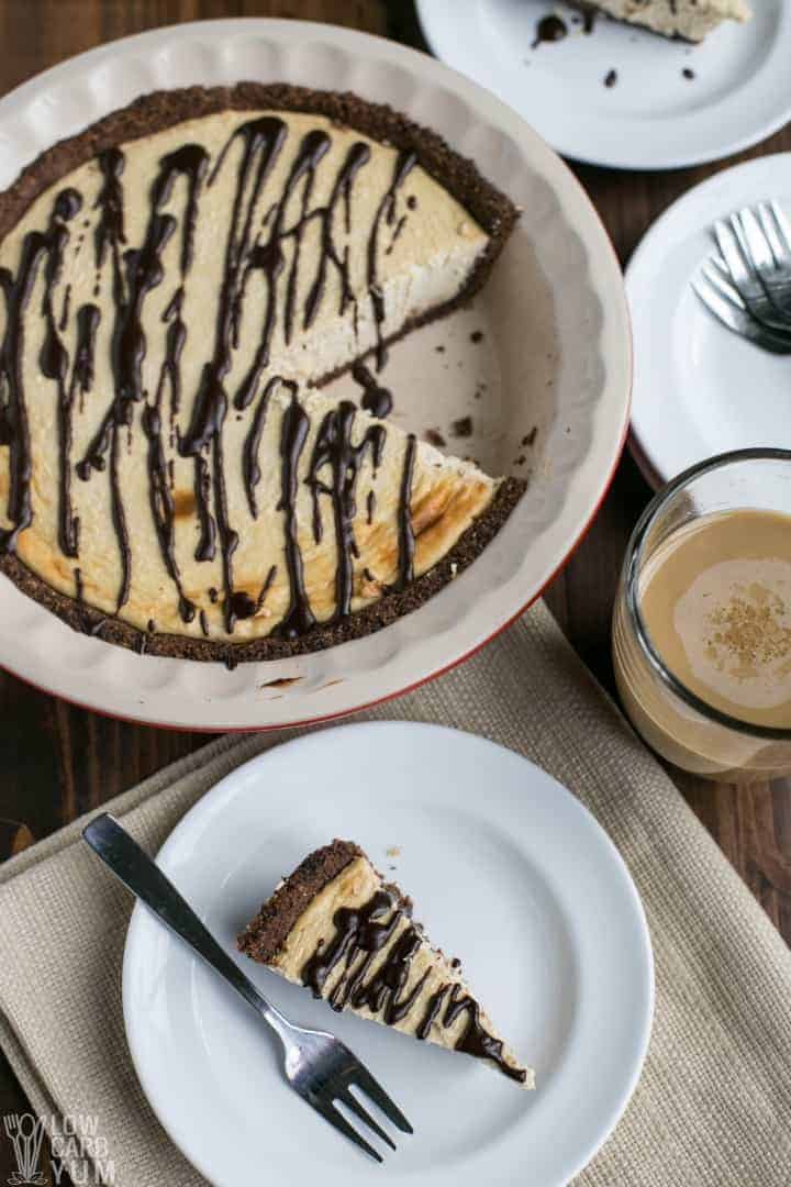 slice of coffee pie taken out of dish and set on a plate