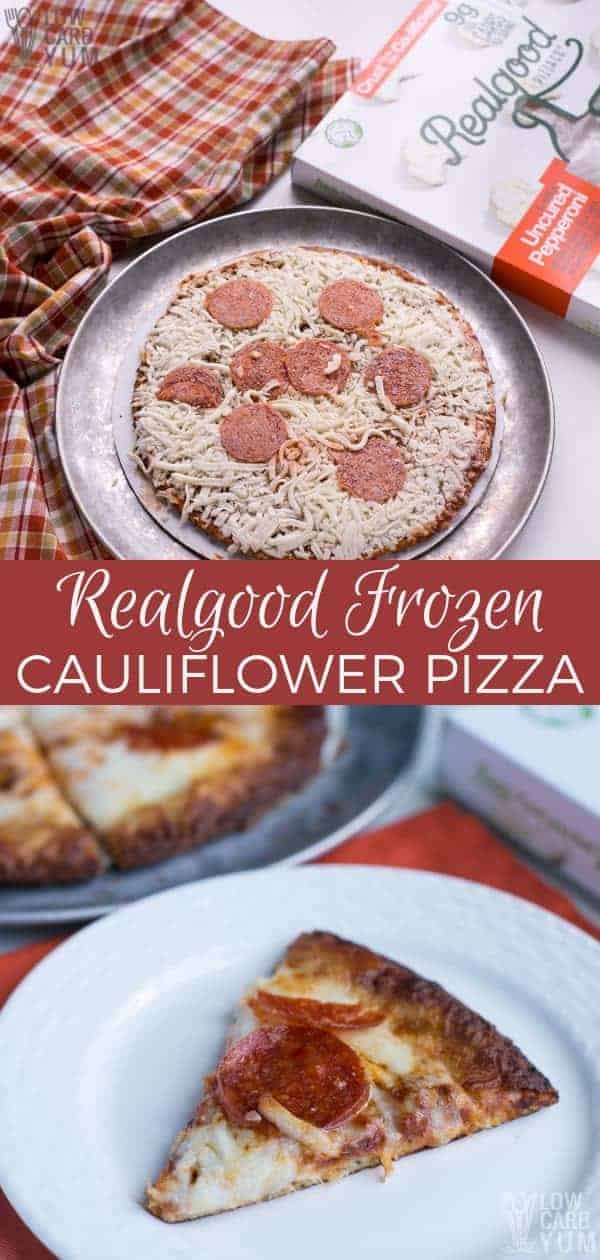 Are you looking to buy frozen cauliflower pizza crust pizzas? Take a look at the ones made by Real Good Pizza Co. They taste just like the real thing! #lowcarb #keto #ketopizza #lowcarbpizza #weightwatchers #frozenpizza #lowcarbfood #ketofood #ketodiet #ketogenic | LowCarbYum.com