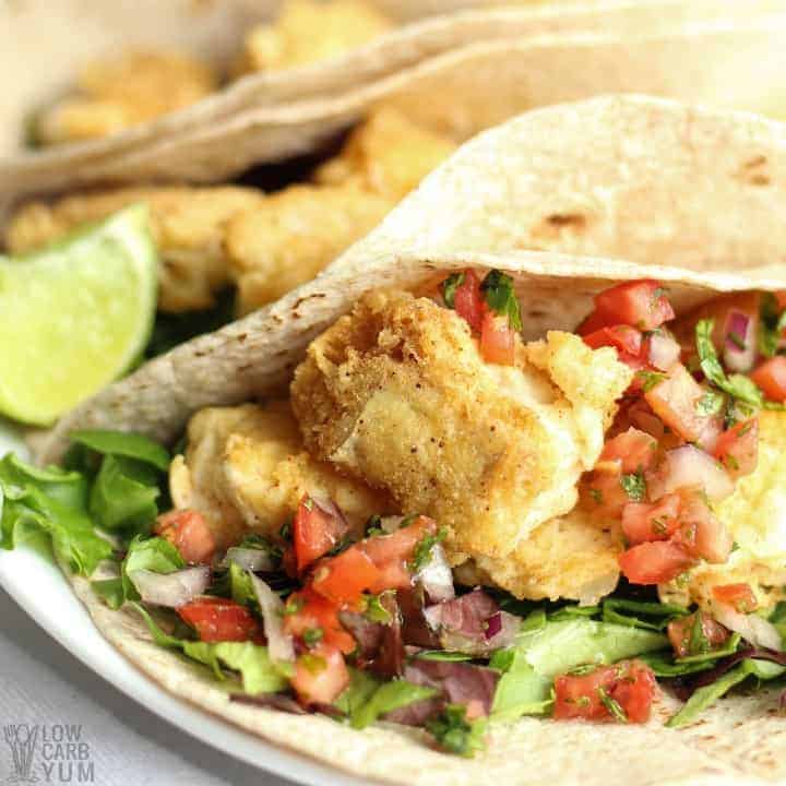 Fish tacos in low-carb tortillas