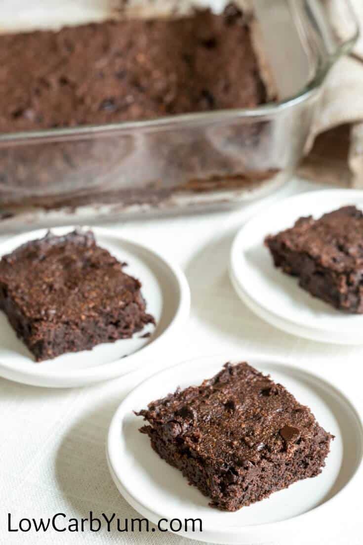 gluten-free low-carb fudge brownies on plates