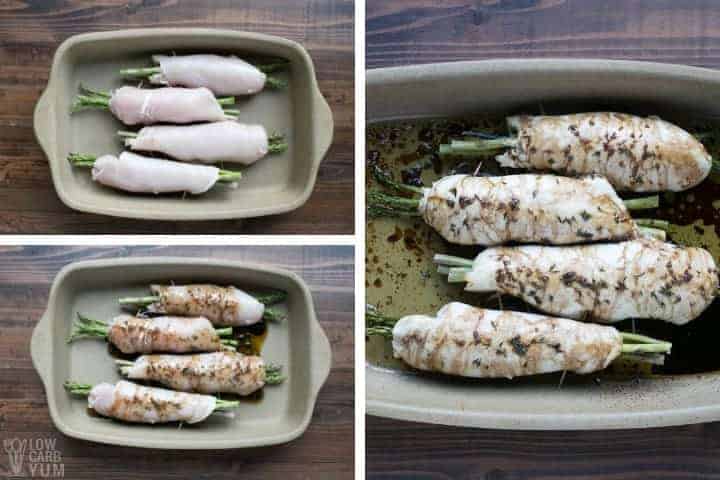 Preparing and baking the asparagus stuffed chicken