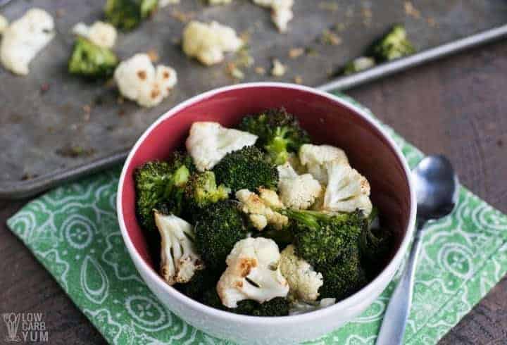 Roasted broccoli and cauliflower