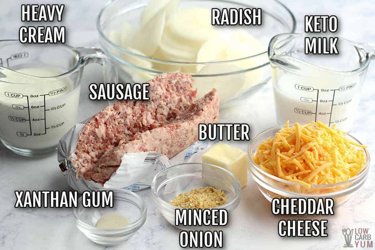 keto sausage casserole recipe ingredients.