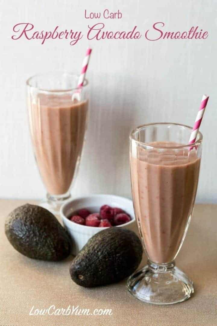 2 low carb smoothies with raspberry and avocado