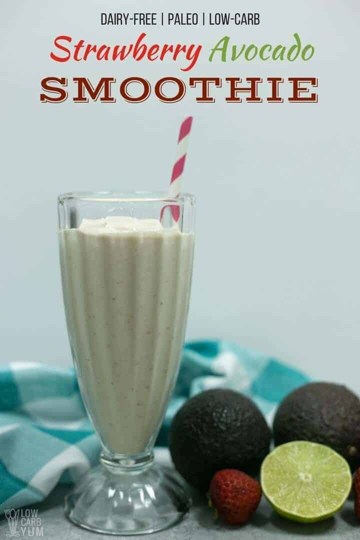 strawberry avocado low carb paleo dairy free smoothie