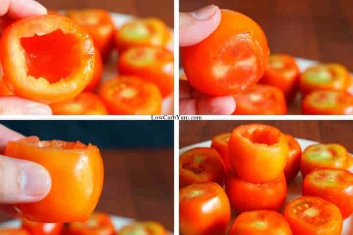 Cutting tomatoes for stuffed tomatoes