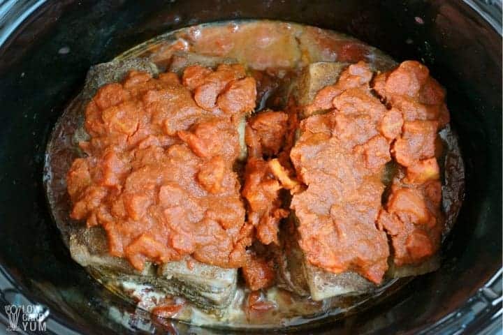 Fully cooked pork in crock pot