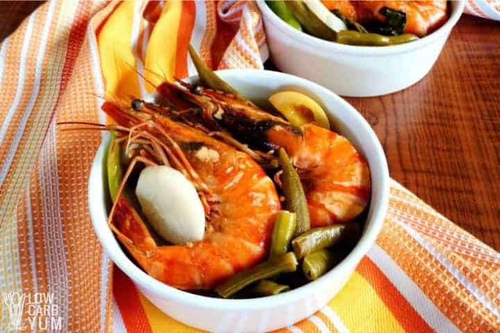 Bowl of shrimp sinigang Filipino soup