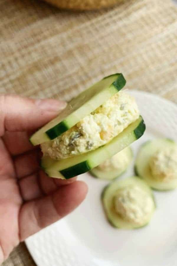 dill pickle fat bomb cucumber sandwich