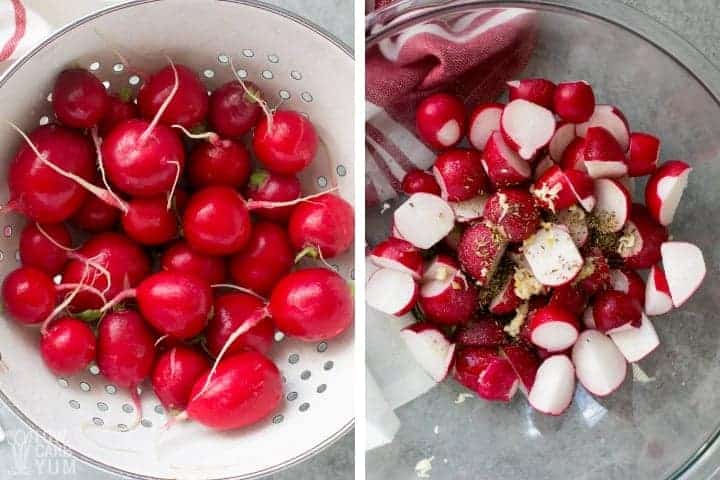 Washing and seasoning radishes