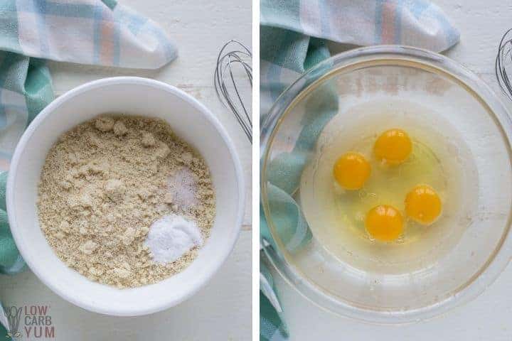 wet and dry ingredients for almond meal bread