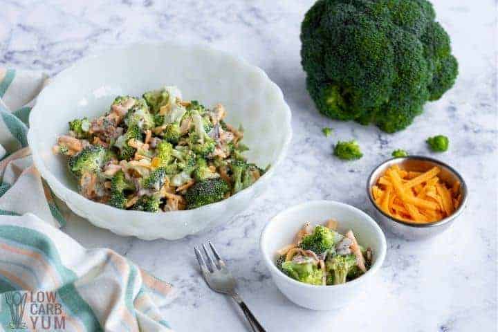 Keto Broccoli Salad With Bacon And Cheese Low Carb Yum