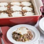 close up of stuffed pepper casserole