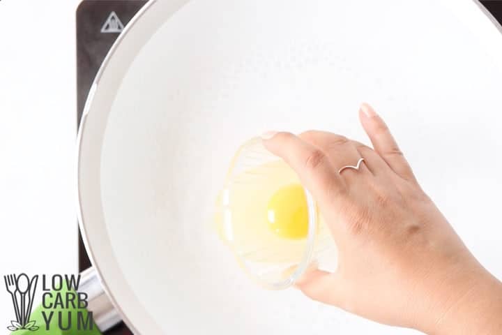 egg into simmering water