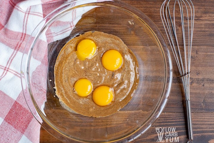 almond butter and yolks in bowl