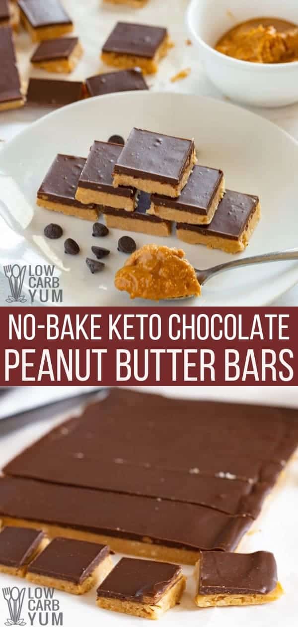 No Bake Keto Chocolate Peanut Butter Bars Low Carb Yum