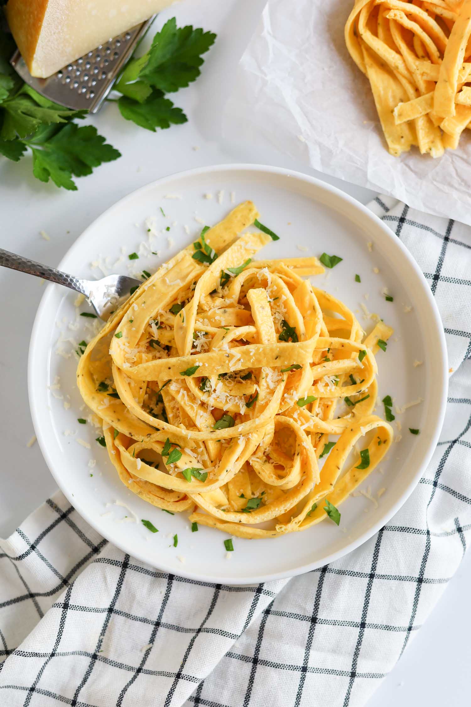 overhead shot of low carb pasta recipe 