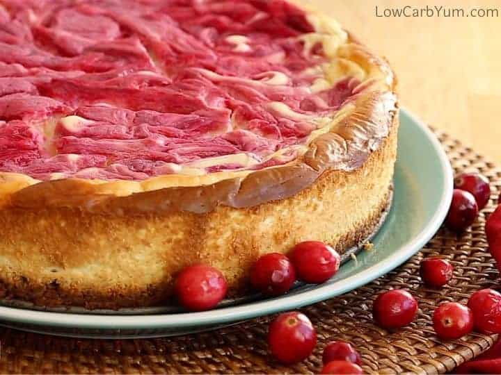 baked cranberry swirl cheesecake