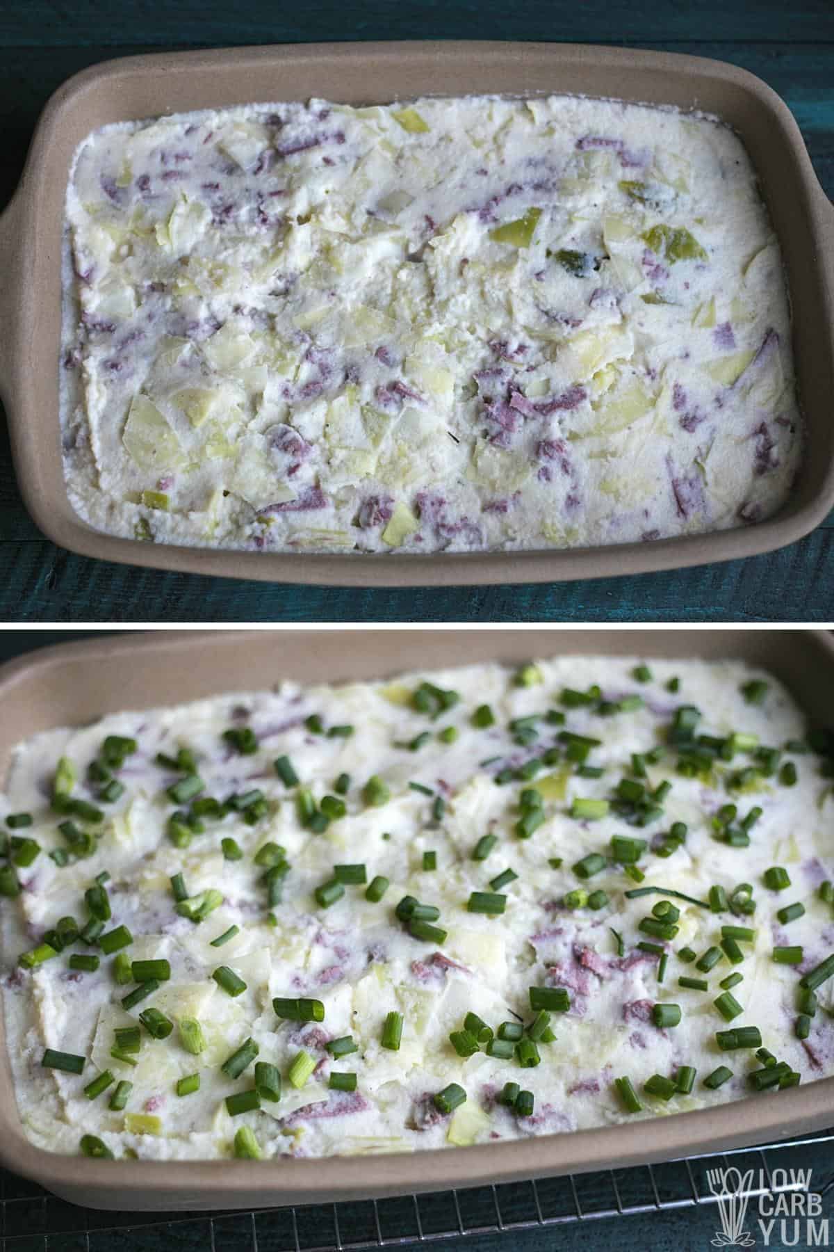 baking the corned beef casserole with cabbage.