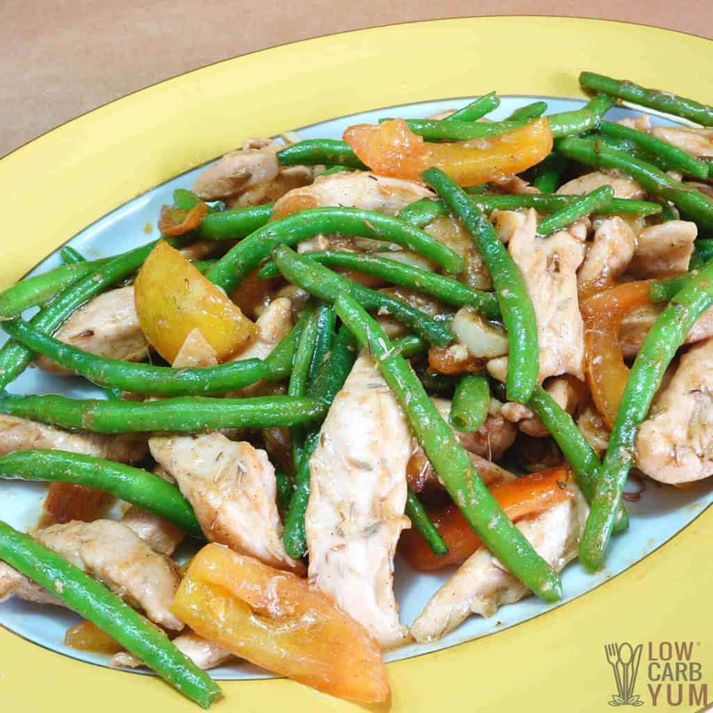 Chicken Green Bean Stir Fry with Tomatoes Low Carb Yum