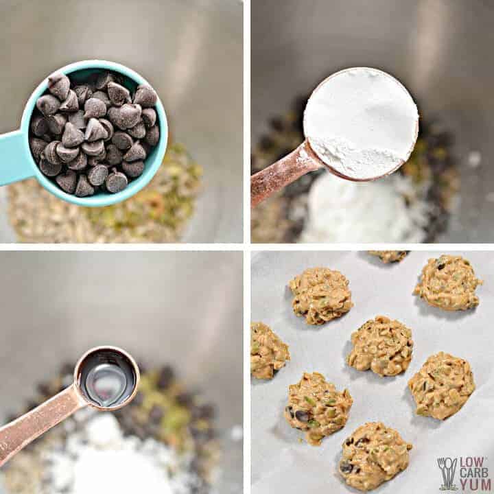 final ingredients into mixing bowl and cookie scoops on lined pan