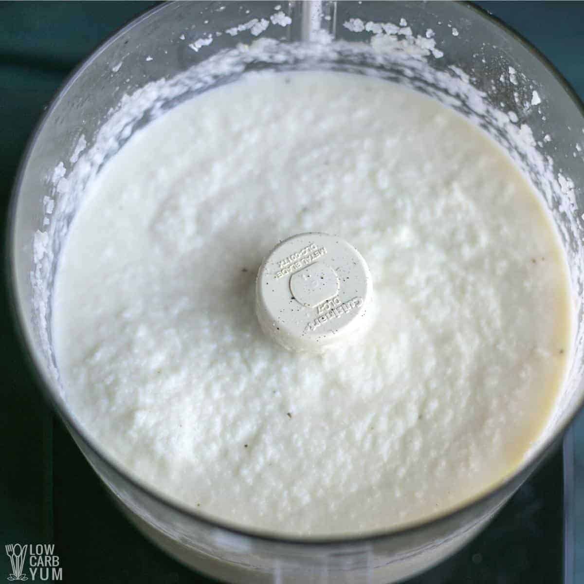 mashed cauliflower in food processor.