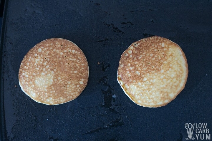 flipped pancake on griddle