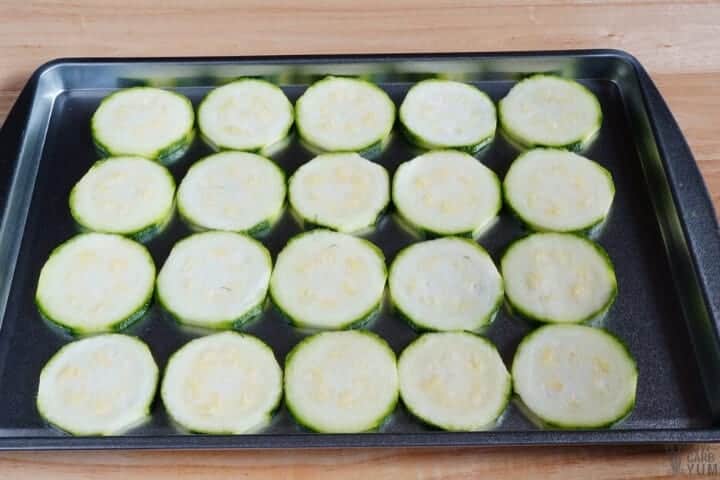 slices on baking pan