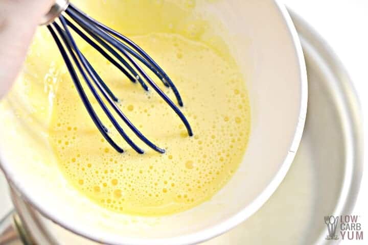 warmed yolk mix into cream mixture