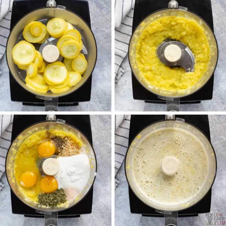 preparing keto squash casserole filling